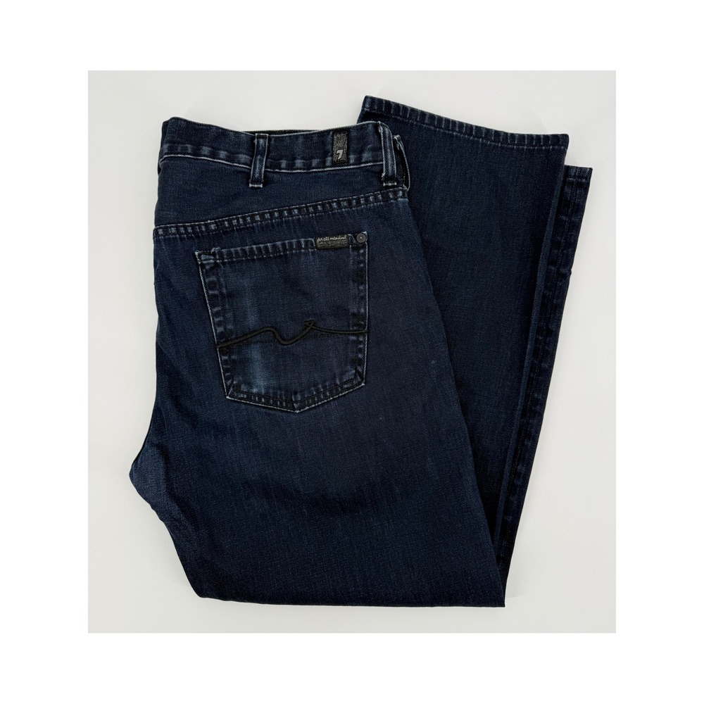 7 For All Mankind Jeans Mens 40 Blue Standard Button Fly Dark Wash‎ Denim